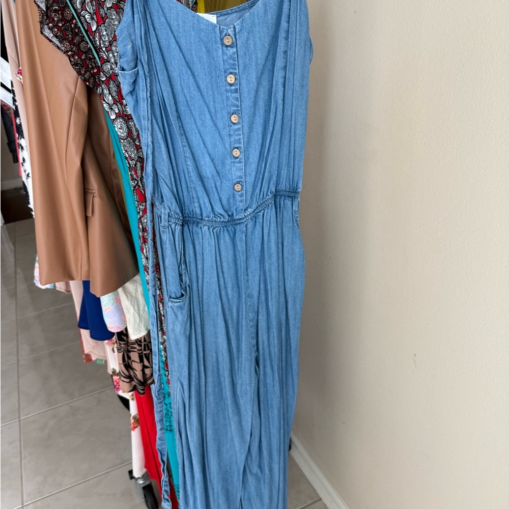 Blue Sleeveless Button-Down Dress